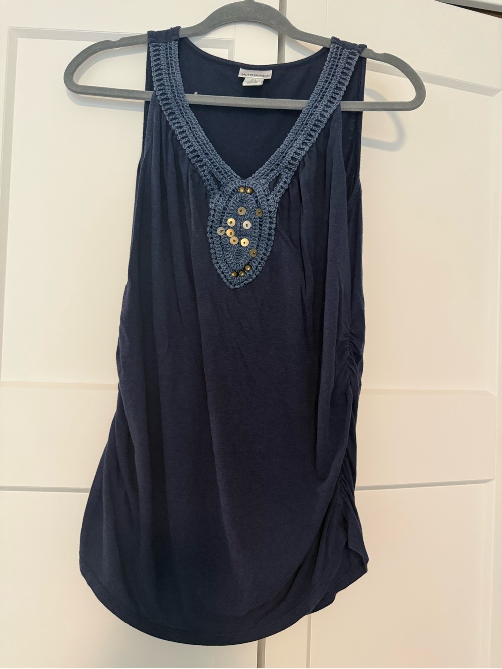 Motherhood Maternity Navy Crochet-Trim Sleeveless Tank